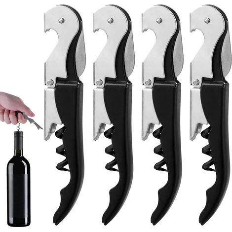 Apribottiglie (set da 4 pezzi) – Un apribottiglie multifunzione 3 in 1 in acciaio inossidabile che combina apribottiglie, taglia-capsule e apribottiglie in un unico dispositivo. (1/5)