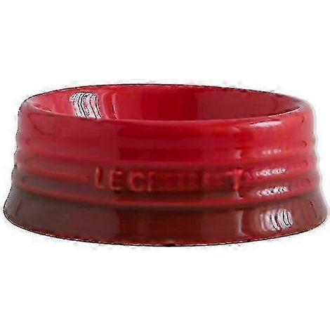 Le Creuset Cool Color Cerc Hundenapf mit Kippschutz und hohem Fuß, inklusive Schutzmatte SH1 rote flache Schüssel (1/2)