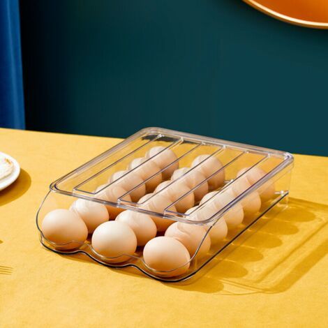 Boîte de rangement transparente pour œufs, 21,528,57cm, monocouche, empilable, support à œufs allant au réfrigérateur avec couvercle. (1/5)