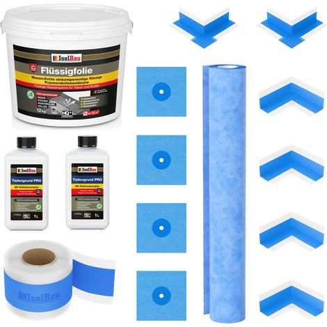Dichtset Flüssigfolie 12 kg Innenecke Dichtfolie Tiefengrund Dichtbahn Dichtband (1/5)