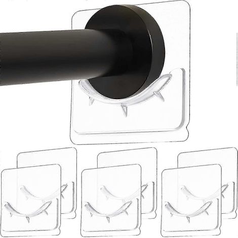 Support de barre de douche mural adhésif sans perçage support de fixation adhésif pour barre aucun perçage requis transparent (barre de douche non incluse). (1/3)