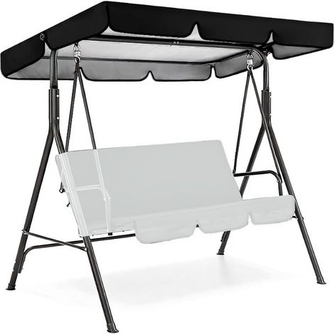 Toldo de repuesto para columpio de 2/3 plazas, cubierta superior de repuesto para columpio de tela Oxford impermeable, cubierta para porche para patio exterior, jardín o parque (solo toldo), negro, 64 (1/5)