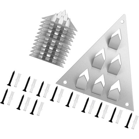 Clip de fixation sécurisé pour panneaux acoustiques muraux offrant une commodité à pousser - Propriétés anti-rouille - Clip de fixation pour panneau acoustique pour une installation facile - Triangles (1/5)