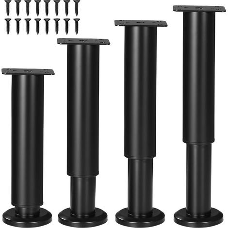 4 Pièces Pieds de Meuble, 18-30cm Pied de Meuble Reglable, pieds de meubles en métal noir, adaptés aux pieds de meubles DIY pour armoires, canapés, tables, chaises, supports TV et tables de chevet (1/5)
