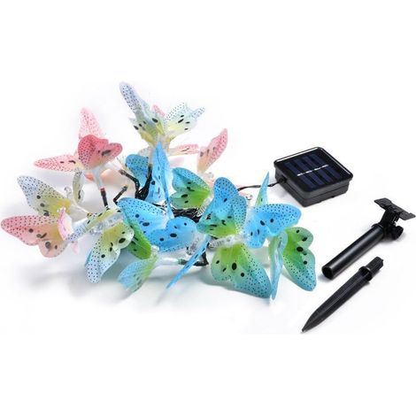 Guirlande lumineuse solaire LED multicolore avec papillons, étanche-AquaForge (1/5)