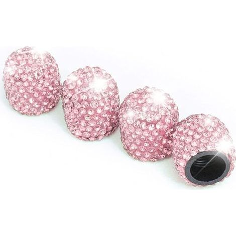PCS Tire Valve Caps, Diamond Valve Dust Covers, Car Dust Caps, Crystal Rhinestone Car Tire Valve Stem Caps, Attractive Car Accessory (Pink) (1/5)