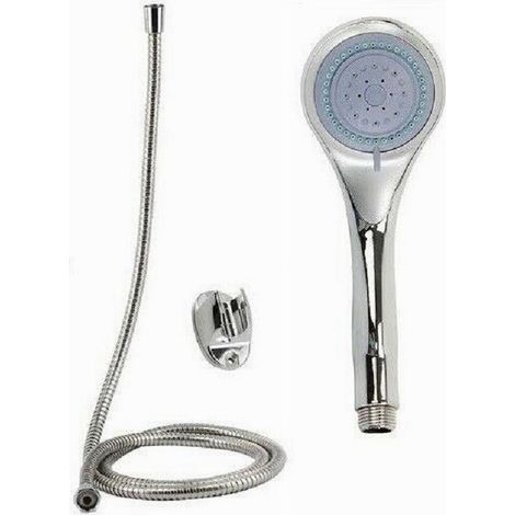 Trade Shop - Kit De Teleducha Redonda Con Encaje De Mano 1,8m Soporte De Bañera 59177 - (1/2)