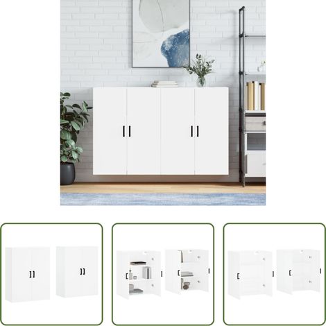 Holzschrank -  Wandschränke 2 Stk. Weiß 69,5x34x90 cm (1/5)
