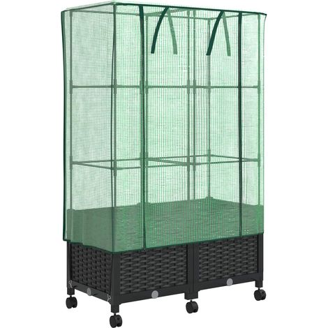 Gartenplanter mit Gewächshausabdeckung und Rädern 2 Stk. PP vidaXL