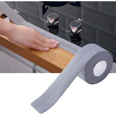 Selbstklebendes PVC-Dichtungsband (3,2 x 3,8 cm) für Bad und Küche – grau, 134 g, einfach anzubringen, wasser- und hitzebeständig