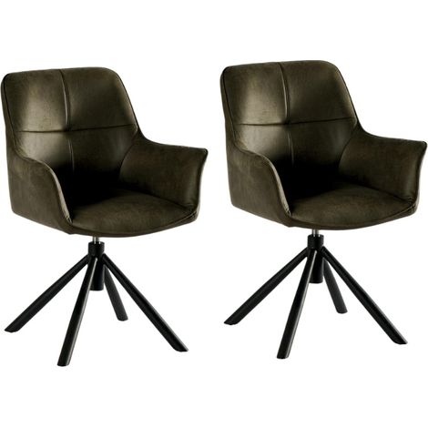 Lot de 2 chaises rotatives en microfibres kaki Casita RITCHEY