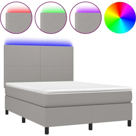 Maison Exclusive - Letto a Molle Materasso e LED Grigio Chiaro 140x190 cm Tessuto (1/5)