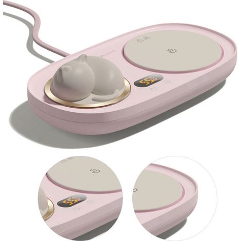 Sous-verre chauffant intelligent pour tasse, température constante de 55 degrés Celsius, rose. (1/5)