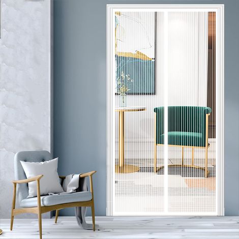 Moustiquaires magnétiques , Porte moustiquaire magnétique,rideaux de porte magnétiques avec Velcro, rideaux de séparation en maille, 80x200cm (1/5)