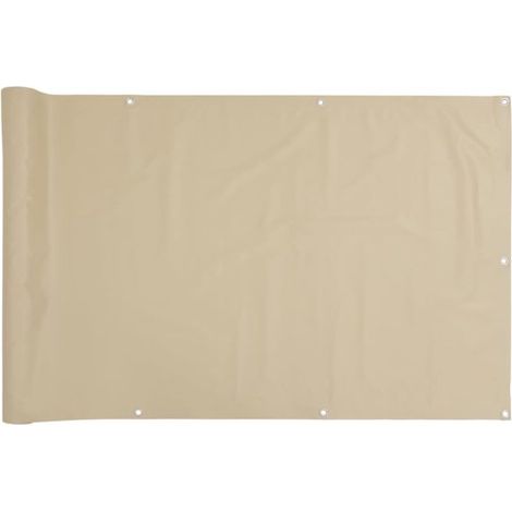 Brise-vue de balcon imperméable 120 x 600 cm, toile Oxford avec revêtement PU, protection UV et coupe-vent, écran d'intimité extra-long avec corde 24 m, beige (1/5)