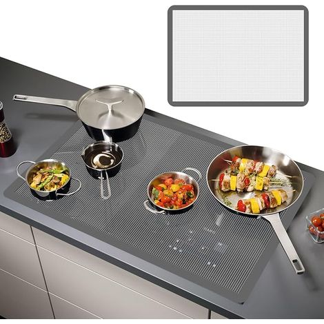 Tapis Protection Plaque Induction 80x52cm Tapis Plaque Induction Tapis Plaque Induction Plaque Cuisson Anti Anti Silicone Blanc (1/5)