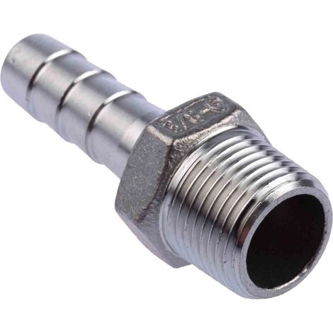 Rs Pro – Mamelon en acier inoxydable R 3/8' mâle – Raccord conique hexagonal pour plomberie – Longueur 1.93 pouce – Fixation durable