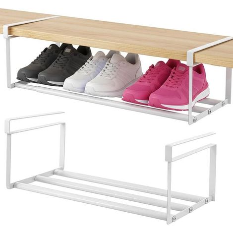 Rack à Chaussures Suspendu pour Armoire, Étagère Extensible (40-80 cm), Étagère de Rangement Réglable en Acier Carbone, Économie d'Espace pour Armoire, Garde-Robe et Cuisine (1/5)