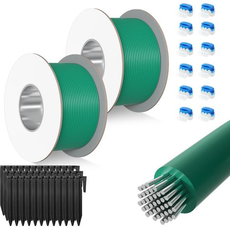 Wolketon Cavo perimetrale da 200 m per robot tosaerba con 700 picchetti + 24 connettori per cavi per robot tosaerba