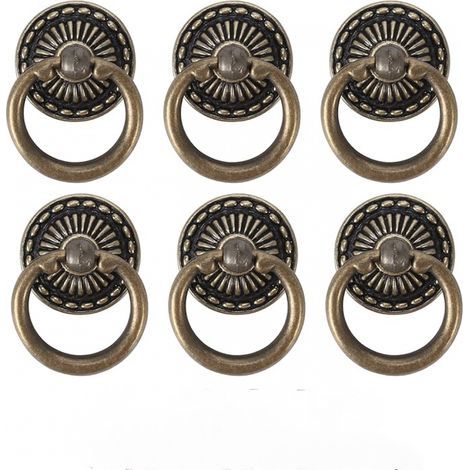6 maniglie vintage per mobili, maniglie antiche per cassetti, maniglie in bronzo per porte di armadi, comò e guardaroba (1/5)