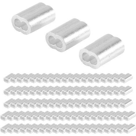 Aluminium-Crimphülse für Kabel mit 3 mm Durchmesser, 100er-Packung (1/5)