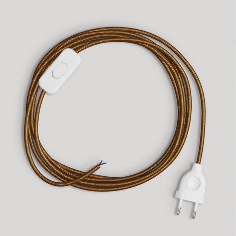 creative cables - Cablaggio per lampada con cavo rame lucido e glitterato 1,80 m