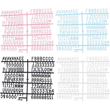 Ensemble de 580 pièces de tableaux d'affichage simples en plastique avec lettres et symboles numériques anglais, pour la maison, les magasins et les bars (blanc, rose, bleu ciel, noir une feuille de (1/3)