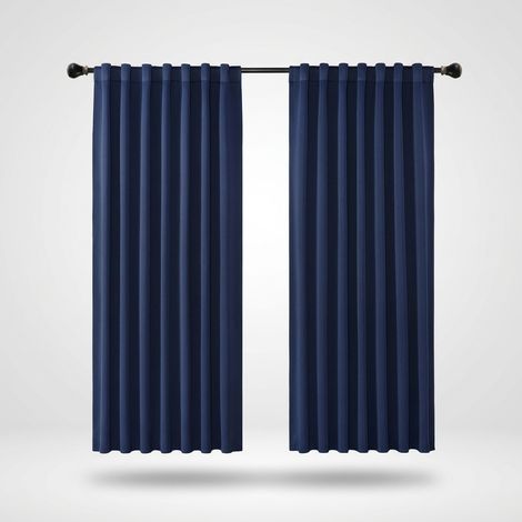 Tende Oscuranti Termiche 2 Pezzi Eleganti 175x140 cm Blu Navy (1/5)