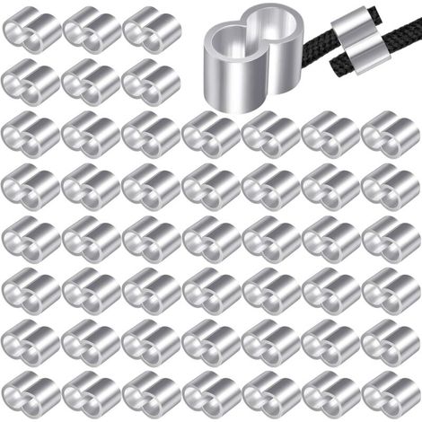 50 Stück 4-mm-Aluminium-Crimphülsen, Doppel-Aderendhülsen aus Aluminium, Crimpringhülsen mit Etui für 4-mm-Edelstahldraht und -kabel