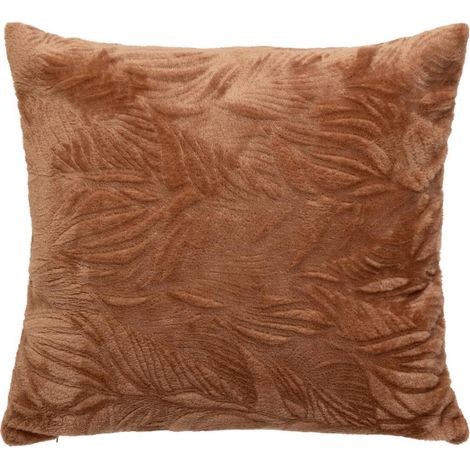 Coussin Déco Flanelle "Ryo" 40x40cm Terracotta (1/4)