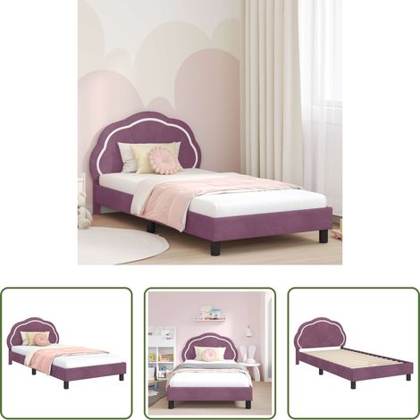 vidaXL Samt - Kinderbettgestell mit Kopfteil Lila 90 x 190 cm Samt (1/5)