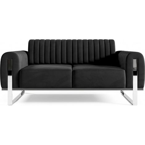 Selsey Parissa - Schlafsofa, Samt Schwarz verchromte Füße, 164 cm (1/5)
