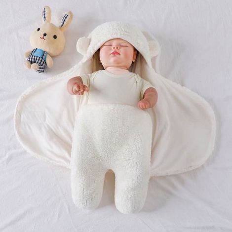 Gigoteuse - Emmaillotage Bébé 0-3 Mois - Capuche Intégrée - Blanc - 62 cm - Polyestère (1/4)