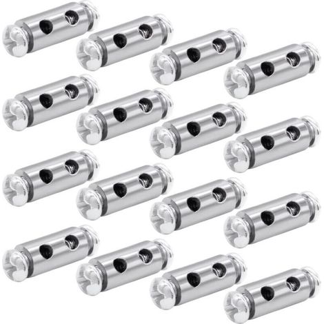 16 pcs Serre à Capuchon, Serre Cable Acier, Serre Cable Inox, pour câbles Double Extrémité en Fil d'Acier, Tendeur Cable Inox avec Écrous d’Extrémité pour Cordes à Rideaux, Cordes à Linge
