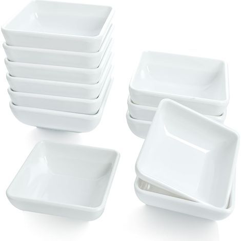 12 Pièces Bols Bol D'apéritif à Trempette Tapas et Sauces, Coupelles Bols à Trempette Sauce Carrés De Soja, Sauce Plate Bowls Dish Tray pour Épices, Fruits, Collations (7.3x7.3x2.7 cm) (1/5)