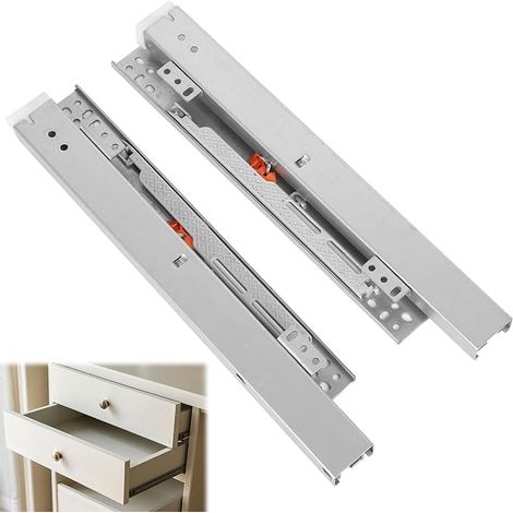 1 paire de glissières de tiroir, montage au sol, 30 cm, rails télescopiques, extension complète, système de rails de tiroirs (1/5)