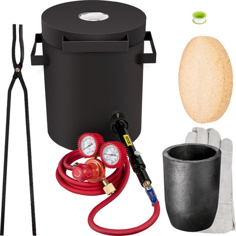 VEVOR Propan Schmelzofen 4 KG, Gas Metall Schmelzofen Propan Ton Grafit Tiegel, Schmiedeofen für Edelmetall Schmelzpunkt 1350 °C, Ofenboden 20 mm, Schmelzzeit 10 min, 2,54 cm Keramikfaser feuerfest (1/5)