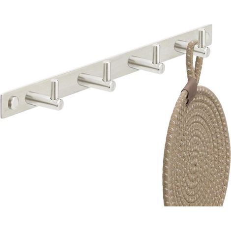 Kleiderhaken aus gebürstetem Edelstahl, Garderobenhaken, Wandhaken mit 1/4/6/8/10 Haken, wählbare Länge, Modell: 2 JULIA, 4 Haken (Länge 310 mm) (1/5)