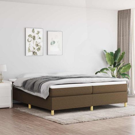 Sommier à ressorts de lit - Sommier pour Adulte et Enfant - Marron foncé 200x200 cm Tissu BV127456 - BonneVie (1/5)