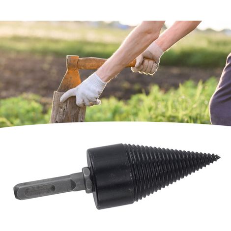 Foret à Bois pour Scie à Chaîne, Outil de Bûcheronnage, Cône de Fendage pour Perceuse Electrique, Foret à Eau Φ42MM avec Trois Tiges de Connexion - KZQ