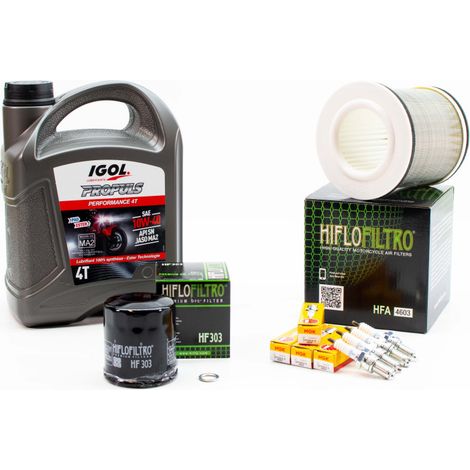Kit Révision Filtres Bougies pour YAMAHA XJ 900 S Diversion de 1995 à 2003 - IGOL PROPULS PERFORMANCE 10W40 4L