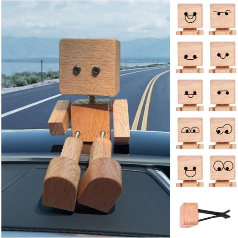 Figura de hombre de madera que mueve los pies, figura interesante de hombre de madera que mueve los pies, 8x5 cm, decoración para el salpicadero del coche, figuras de hombre de madera que mueven los p