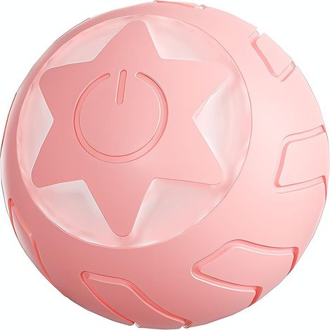 Pelota rosa roja con estampado de estrellas, juguete interactivo para perros y gatos, entretenimiento y estimulación deportiva, 2 modos, juguete de actividad recargable tipo C para gatos. (1/5)