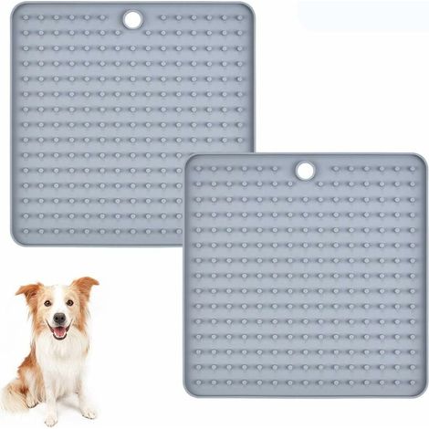 Slow Feeding Dog Mat, Relax Anxious Pets, Perfect for Feeding Treats, Yogurt or Peanut Butter, 2 Piece (Gray) (1/5)
