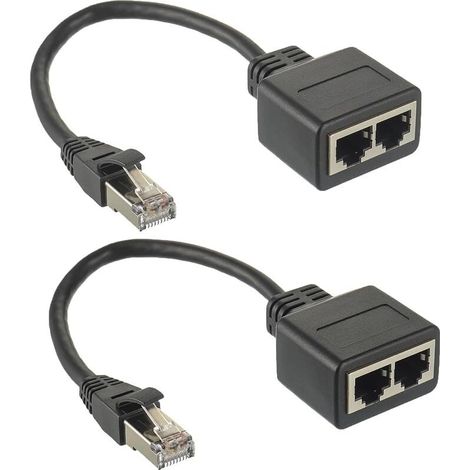 Adaptador divisor RJ45 de 1 macho a 2 hembras, extensor de cable Ethernet para Cat5, Cat5e, Cat6 y Cat7 (2 piezas)