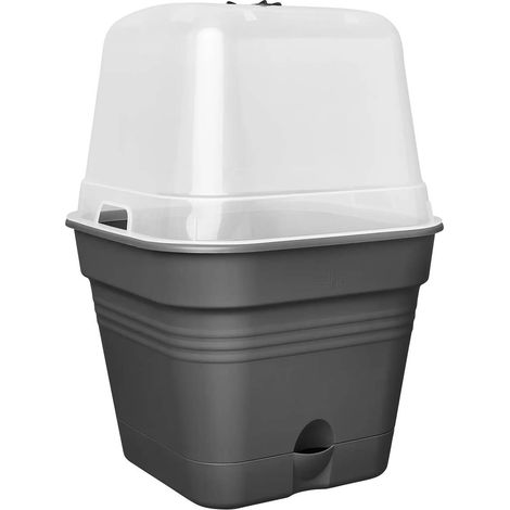 Pot De Culture Green Basics Carré 15cm Noir Pot De Culture Carré Durable Avec Soucoupe Intégrée - Elho (1/5)