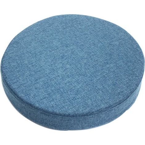 Coussin d'assise rond - 40 x 40 cm - Bleu - Coussin de chaise d'extérieur - Coussin de banc doux et confortable - Coussin de jardin - Coussin lavable (1/5)