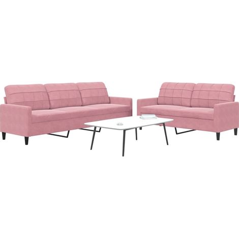 Juego de sofás con cojines 2 piezas terciopelo rosa