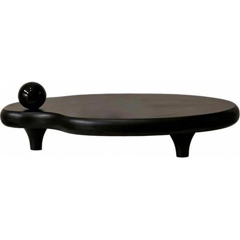 Decorative Oval Tray, Tabletop, Pedestal Tray in Synthetic Resin with Three Legs and Discreet Edge, Suitable for Displaying Jewelry, Black (1/5)
