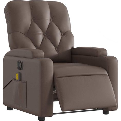 vidaXL Poltrona Massaggiante Elettrica Marrone in Similpelle